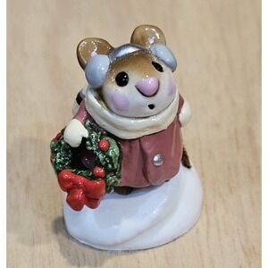 Wee Forest Folk M-87 Holly Mouse Retired Signed AP, No WFF Box 1982